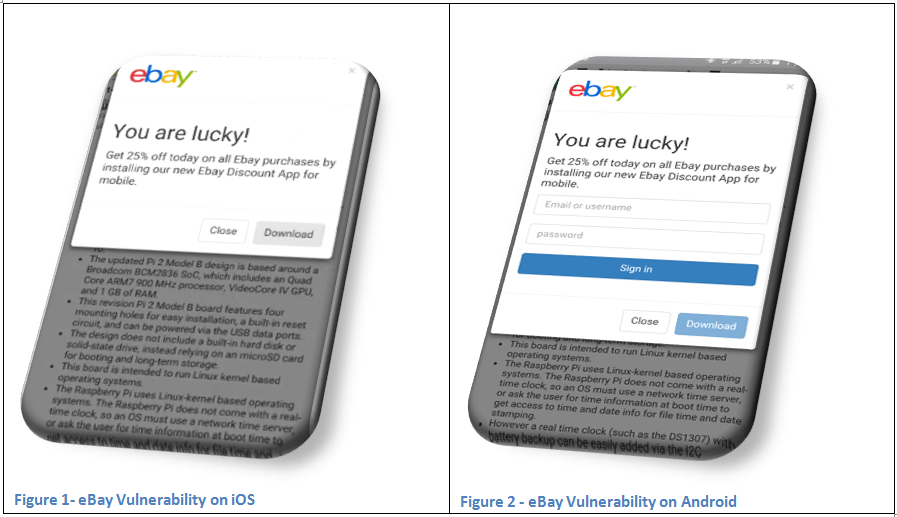 Esse pop up está no site real do ebay, porém foi criado pelo código injetado.