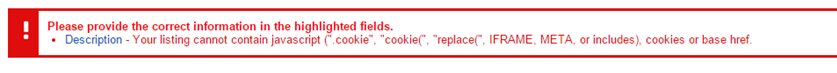 Uma mensagem de erro que recebemos ao tentar uma injeção de código informa que foi feita uma tentativa de injeção de código JavaScript