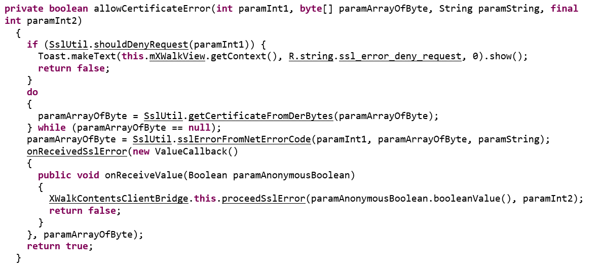 Função complexa que aplica o SSL Pinning