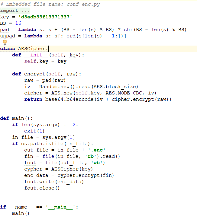 Descriptografia do código AES em Python