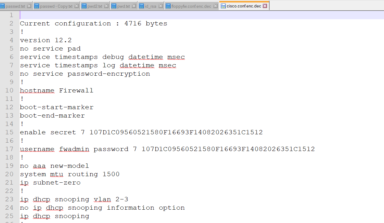 Descriptografar um arquivo de backup Cisco