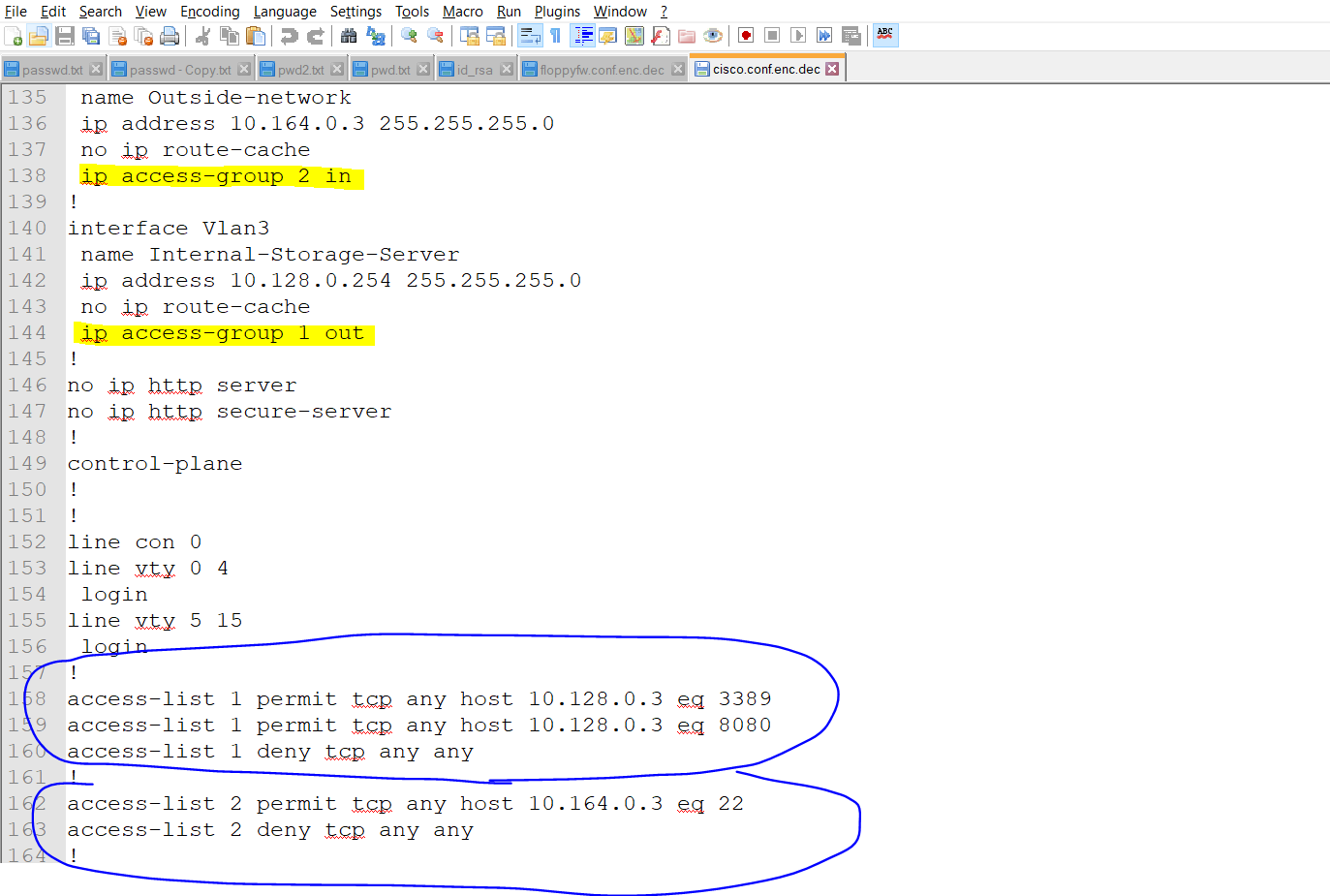 Regras access list do Cisco