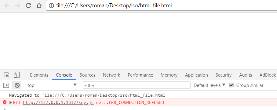 Erro mostrando que não conseguimos localizar key.js no caminho 127.0.0.1:1337 